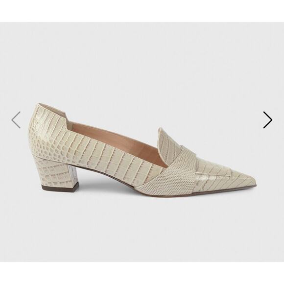 NEW The Fold London Isola 45 Mid Heel Grey Croc-Embossed Leather 38 (8) - Picture 2 of 12